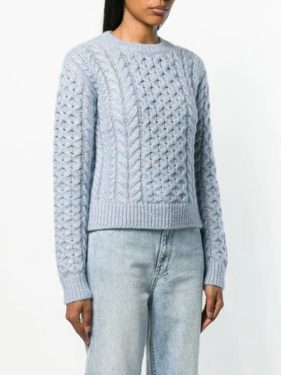Shop Sies Marjan Thatched Cable Sweater In Blue