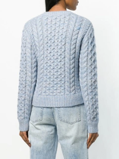 Shop Sies Marjan Thatched Cable Sweater In Blue