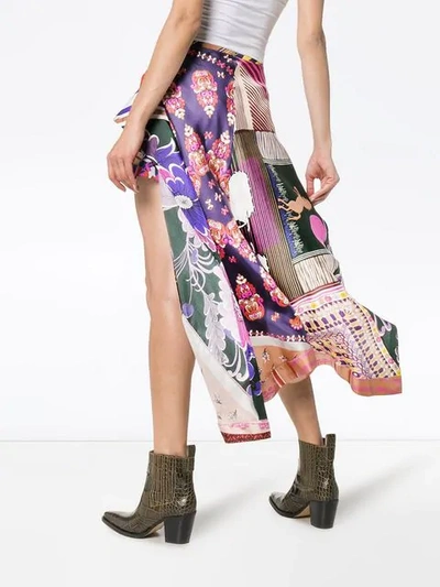 Shop Chloé Floral Print Belted Scarf Detail Silk Shorts In 6za Multicolour