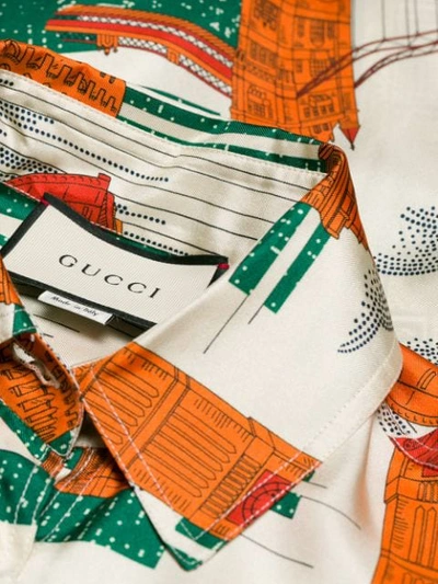 Shop Gucci City Print Shirt Dress In Neutrals