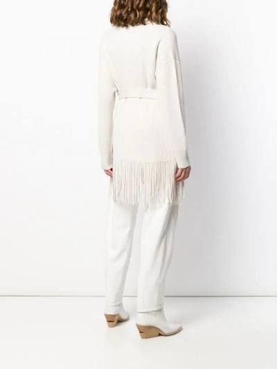 Shop Brunello Cucinelli Fringed Cardigan In White