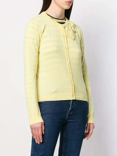 Shop Boutique Moschino Classic Cardigan With Bow Detail In Yellow