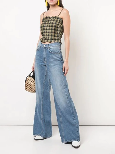 Shop Ganni Bleached Wide Jeans In Blue