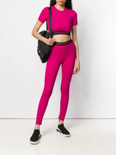 Shop Rabanne Logo Stripe Yoga Pants In Pink