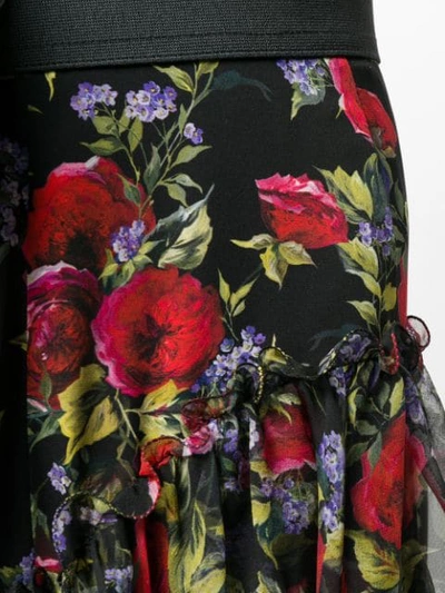 Shop Dolce & Gabbana Floral Print Skirt In Black