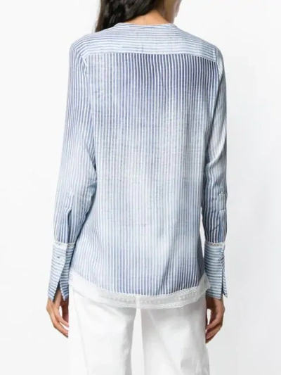 Shop Ermanno Scervino Embroidered Striped Shirt In Blue