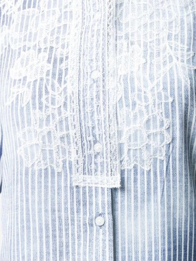 Shop Ermanno Scervino Embroidered Striped Shirt In Blue