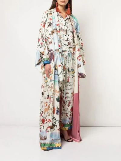 Shop Oscar De La Renta Printed Robe Dress - White