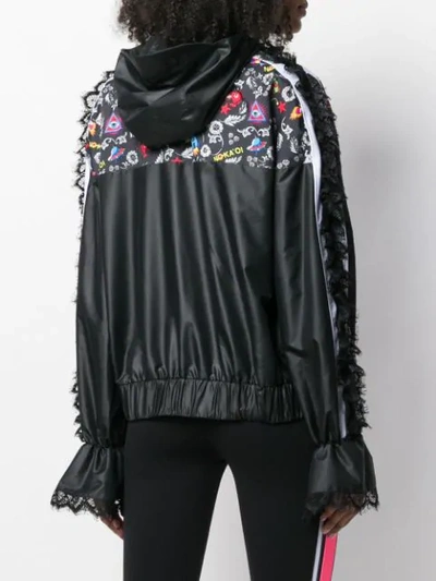 Shop No Ka'oi Lace Detail Hooded Jacket In Black