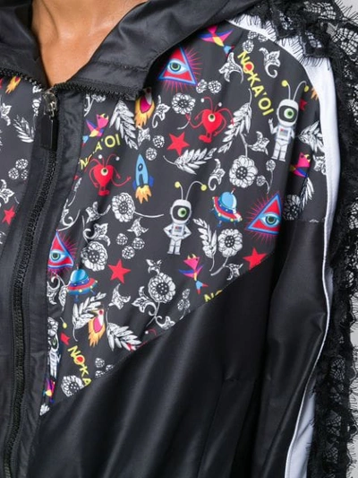 Shop No Ka'oi Lace Detail Hooded Jacket In Black