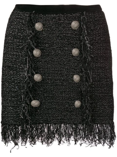 Shop Balmain Tweed Mini Skirt - Black
