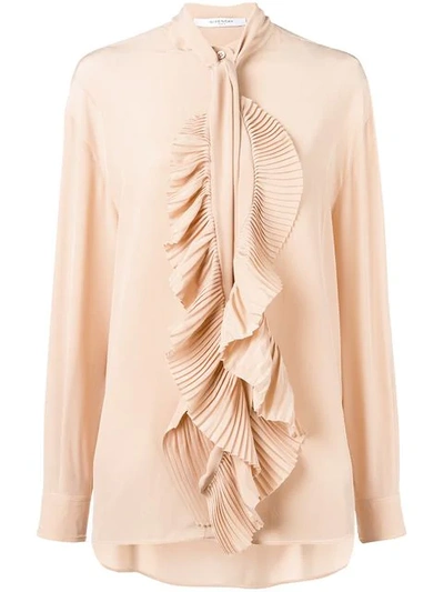 Shop Givenchy Ruffled Scarf Neck Blouse In Neutrals