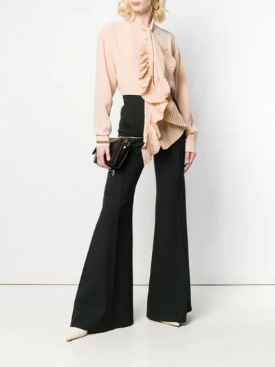 Shop Givenchy Ruffled Scarf Neck Blouse In Neutrals