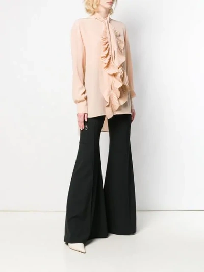 Shop Givenchy Ruffled Scarf Neck Blouse In Neutrals