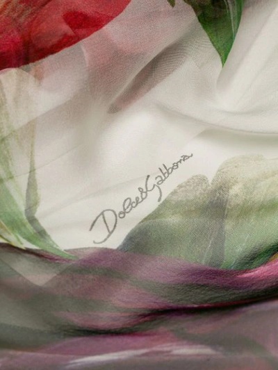 Shop Dolce & Gabbana Floral Flared Midi Dress In White