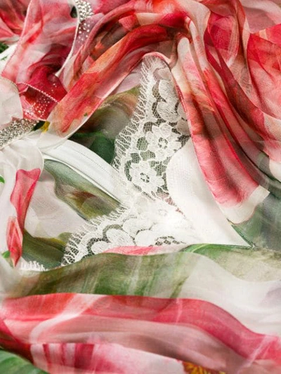 Shop Dolce & Gabbana Floral Flared Midi Dress In White