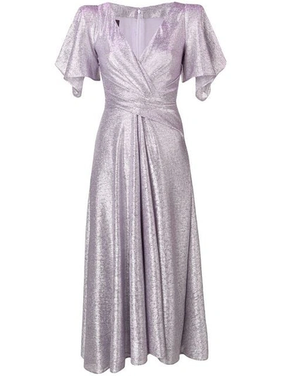 Shop Talbot Runhof Wrap-style Long Dress In Purple
