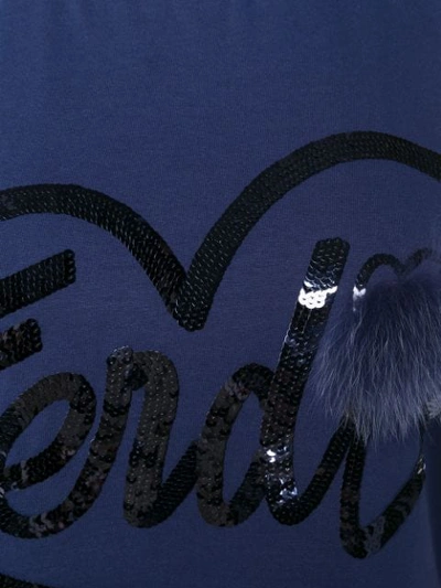 Shop Fendi Sequined Logo T In Blue