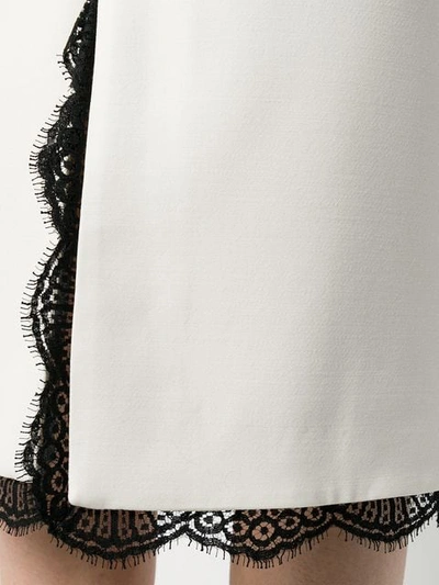 Shop Alexander Mcqueen Lace Trimmed Pencil Skirt In White