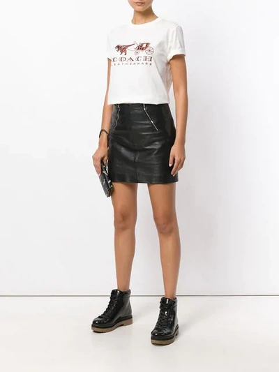 Shop Coach Embroidered Logo T-shirt In Neutrals