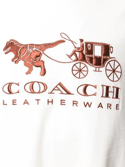 Shop Coach Embroidered Logo T-shirt In Neutrals