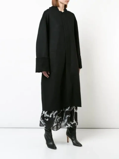 ADAM LIPPES HOODED ZIPPED COAT - 黑色