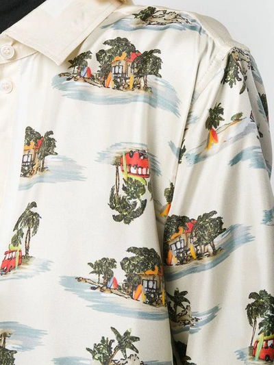 Shop Bottega Veneta Tropical Print Shirt In 9616 Light Panama