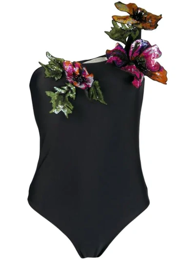 Shop Amen Sequin Embellished Swimsuit - Black