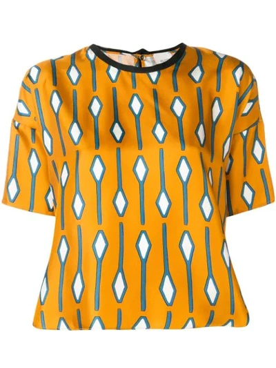 Shop Alysi Loose Patterned T-shirt - Yellow