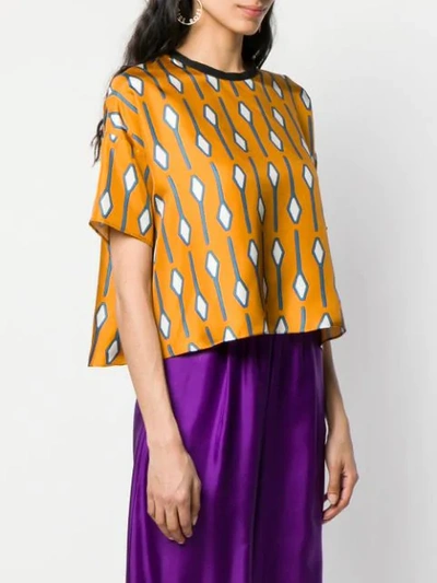 Shop Alysi Loose Patterned T-shirt - Yellow