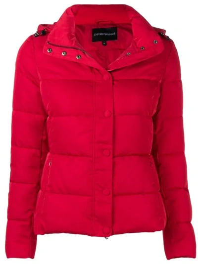 Shop Emporio Armani Padded Puffer Jacket - Red
