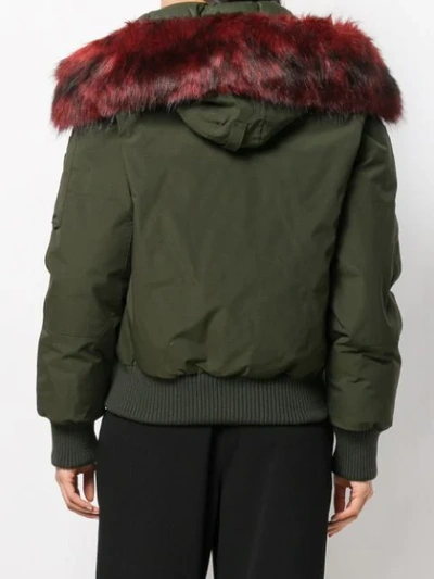 Shop Kenzo Faux Fur Hooded Jacket In Green