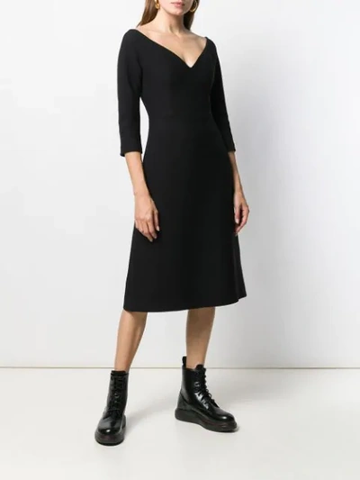 Shop Prada Mid-length V-neck Dress In Black