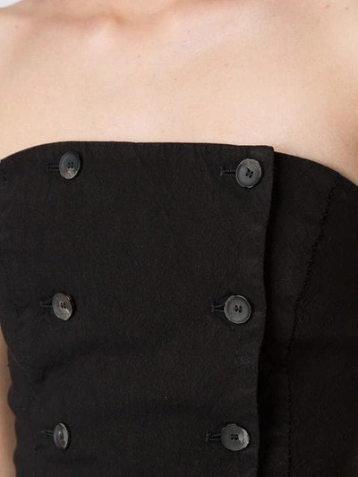 Shop Masnada Strapless Buttoned Top In Black