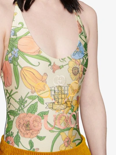 Shop Gucci Floral One Piece In White