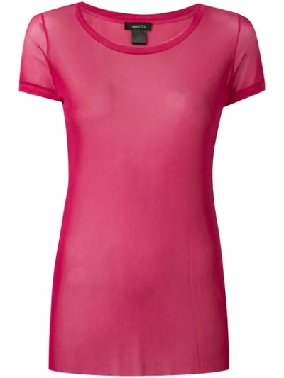 Shop Avant Toi Round-neck Tulle T-shirt In Pink