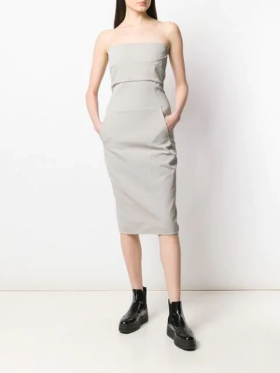 Shop Rick Owens Fitted Strapless Dress In Grey