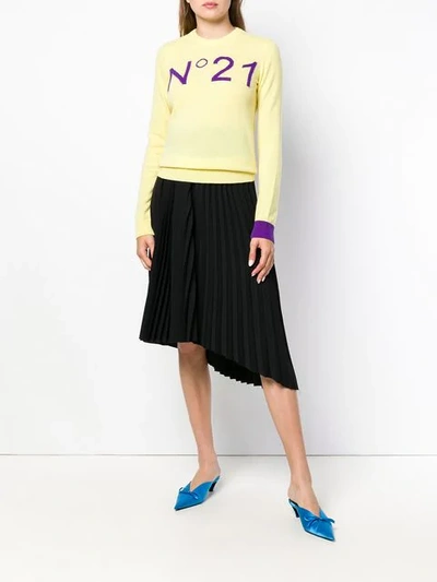 Shop N°21 Contrast Logo Jumper In Yellow