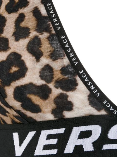 Shop Versace Logo Tape Leopard Bralette In A7008 Nero