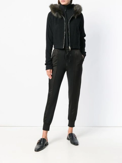 Shop Andrea Ya'aqov Cropped Hooded Jacket - Black