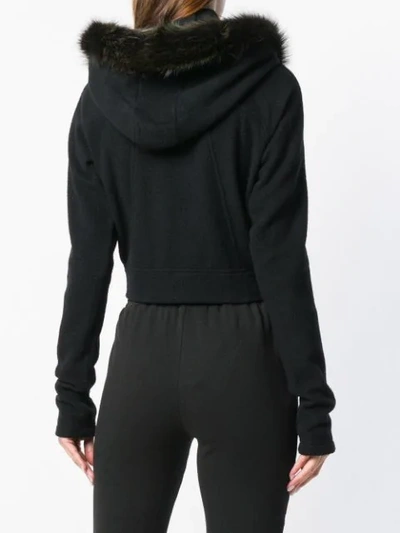 Shop Andrea Ya'aqov Cropped Hooded Jacket - Black