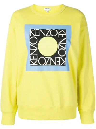 Shop Kenzo Logo Print Sweatshirt In Yellow