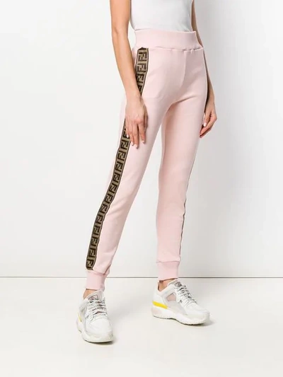 Shop Fendi Side Panelled Track Pants - Pink