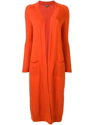 Shop N•peal N.peal Long Open Front Cardigan - Orange