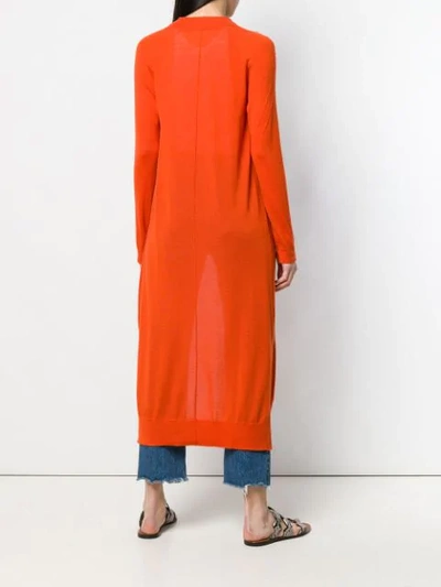 Shop N•peal N.peal Long Open Front Cardigan - Orange