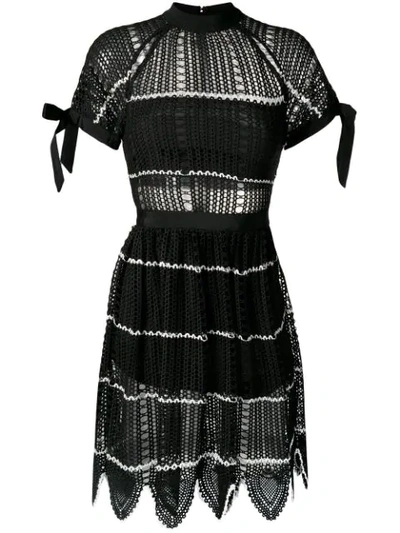 Shop Self-portrait Mesh Knit Dress In Black