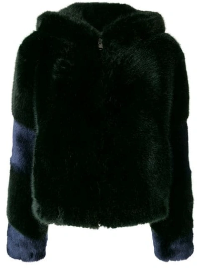 Shop La Seine & Moi Lisa Faux Fur Jacket In Green
