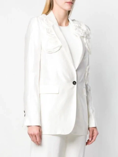 Shop Ann Demeulemeester Flower Appliqué Blazer In 3 White