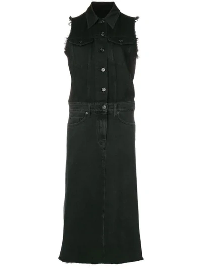 Shop Mm6 Maison Margiela Panelled Denim Dress - Black