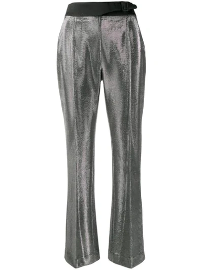 Shop Ermanno Scervino High-waisted Metallic Trousers In Silver